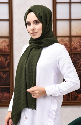 Self Patterned Seasonal Shawl Khaki 13155-04