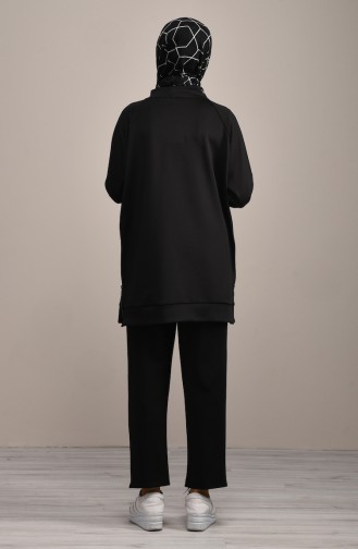 Dalgıç Kumaş Tunik Pantolon İkili Takım 1033-03 Siyah