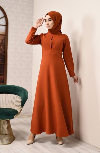 Ziegelrot Hijab Kleider 2704-01