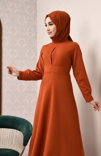 Ziegelrot Hijab Kleider 2704-01