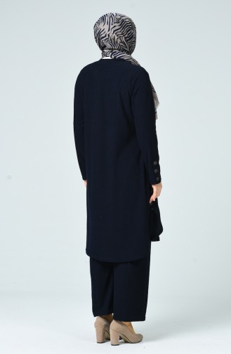 Dunkelblau Hijab Kleider 2664-02