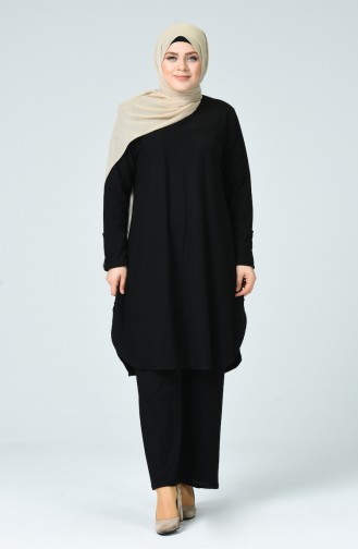 Schwarz Hijab Kleider 2664-03