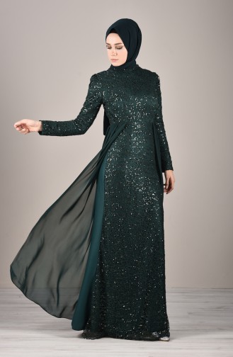 Emerald Green Hijab Evening Dress 5219-03