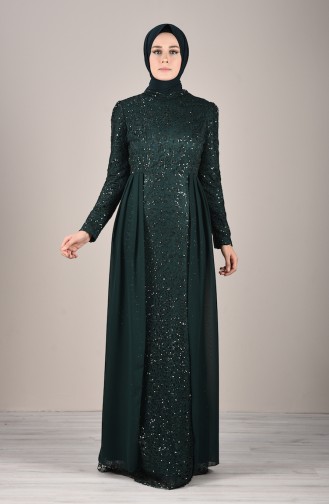 Robe de Soirée à Paillettes 5219-03 Vert émeraude 5219-03