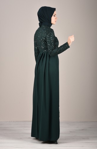 Emerald Green Hijab Evening Dress 5219-03