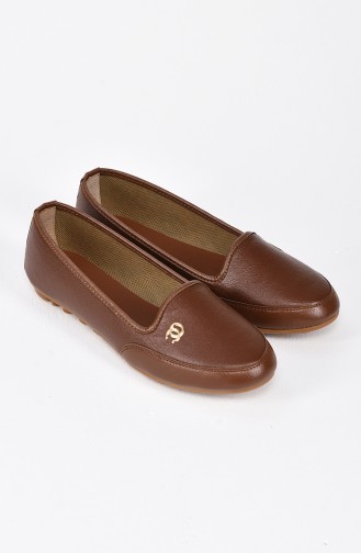 Tobacco Brown Woman Flat Shoe 4551-1