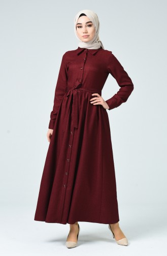 Claret Red Hijab Dress 0895-02