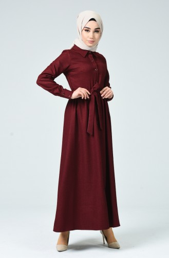 Claret Red Hijab Dress 0895-02