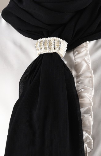White Shawl Scarf Pin 2-02-35