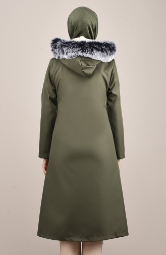 Hooded Fur Coat 0036-01 Khaki 0036-01