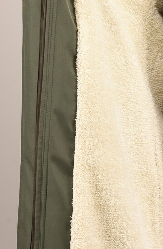 Hooded Fur Coat 0036-01 Khaki 0036-01