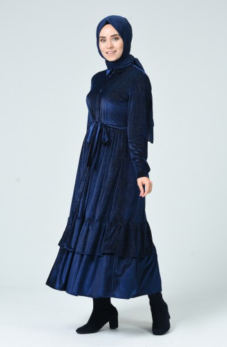 Saks-Blau Hijab Kleider 1046-03