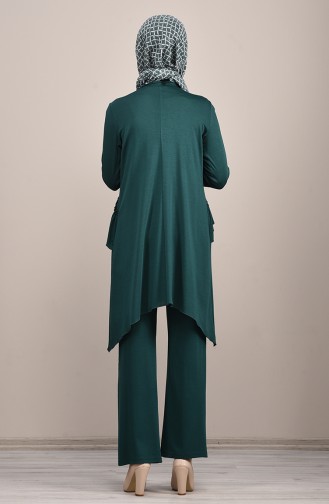 Tunik Pantolon İkili Takım 8053-06 Zümrüt Yeşil 8053-06