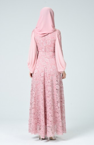 Powder Hijab Evening Dress 5235-05