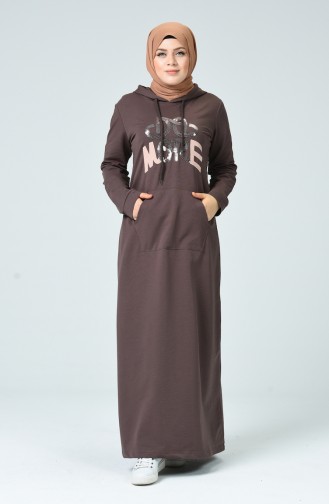 Brown Hijab Dress 10007-02