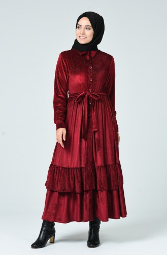 فستان أحمر كلاريت 1046-02
