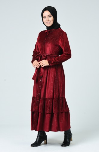 Claret Red Hijab Dress 1046-02
