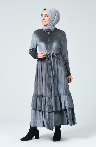 Grau Hijab Kleider 1046-05