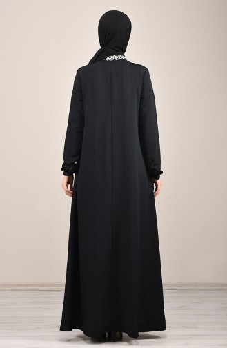 Schwarz Hijab Kleider 8019-03