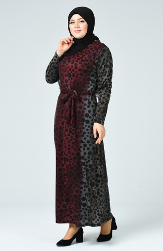 Robe Hivernale à Motifs Grande Taille 4893C-03 Bordeaux 4893C-03