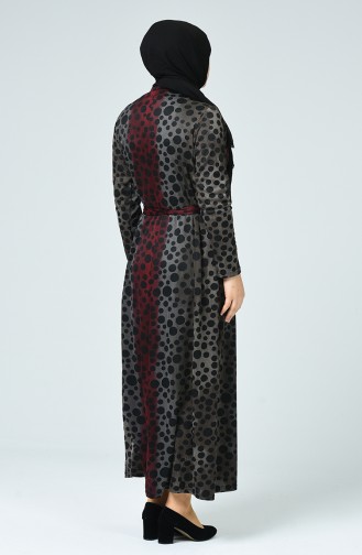 Robe Hivernale à Motifs Grande Taille 4893C-03 Bordeaux 4893C-03