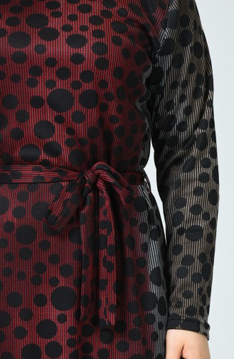 Robe Hivernale à Motifs Grande Taille 4893C-03 Bordeaux 4893C-03