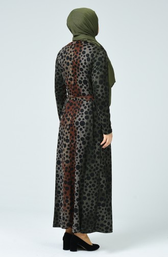 Khaki Hijab Dress 4893C-04