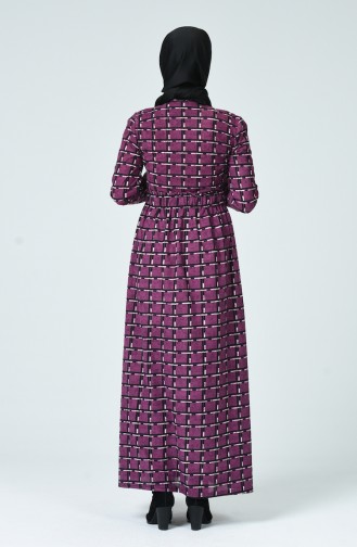 Patterned Winter Dress Purple 1265-01