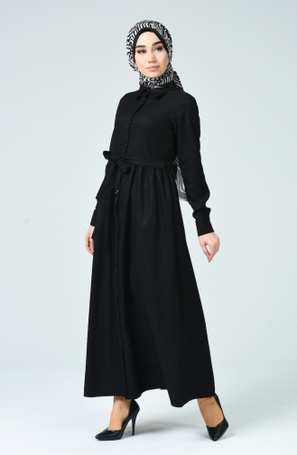 Schwarz Hijab Kleider 0895-04