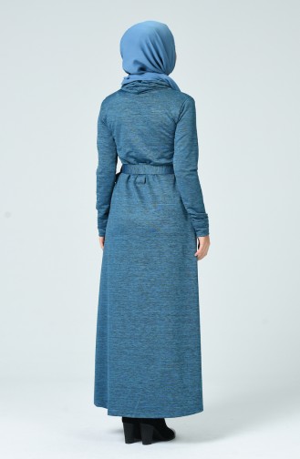 Turtleneck Belted Dress Indigo 0022-03