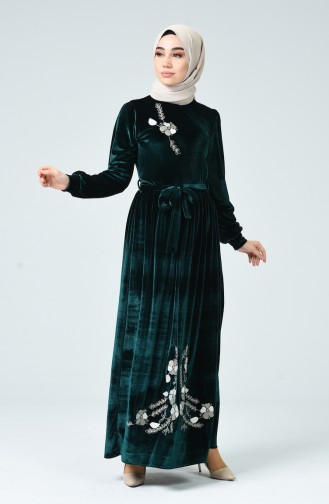 فستان أخضر زمردي 1049-01