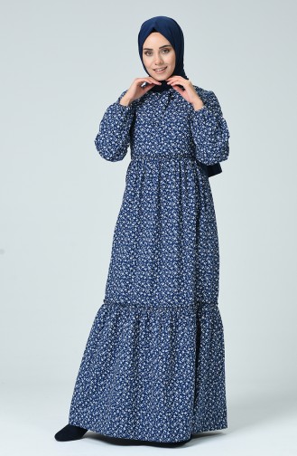 Navy Blue Hijab Dress 60054B-02