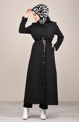 Langer Trenchcoat 0033-01 Schwarz 0033-01