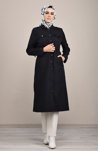 Trenchcoat mit Tasche 0035-02 Dunkelblau 0035-02