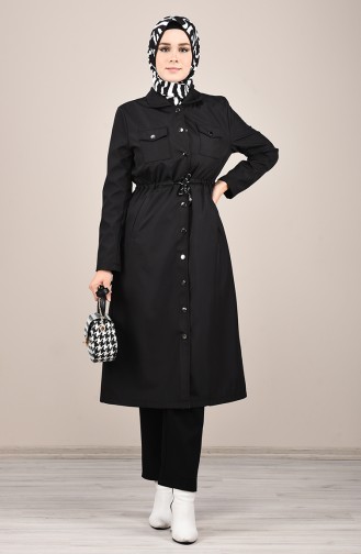 Trenchcoat mit Tasche  0035-03 Schwarz 0035-03