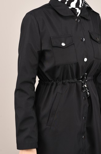 Trench Coat à Poche 0035-03 Noir 0035-03