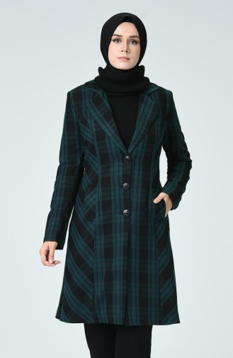 Ecossai Gemusterte Jacke 2645-02 Smaragdgrün 2645-02