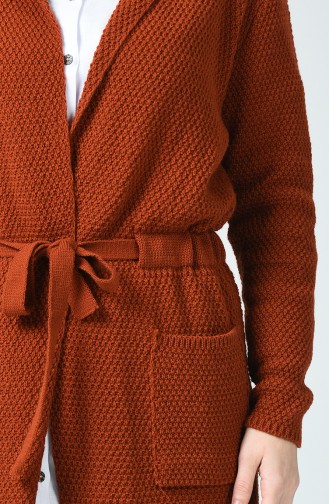 Belted Tricot Cardigan Brick 4187-01