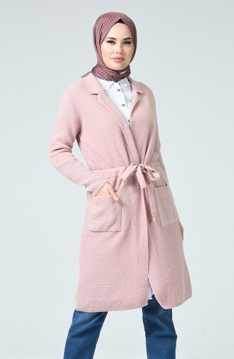 Belted Tricot Cardigan Powder 4187-05