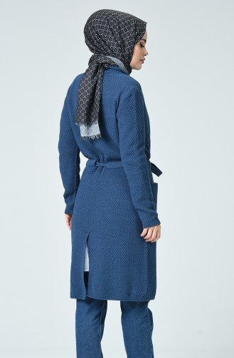 Belted Tricot Cardigan Indigo 4187-06