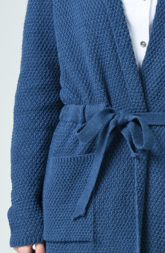 Belted Tricot Cardigan Indigo 4187-06