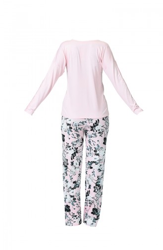 Bayan Kolu Dantel Detaylı Pijama Takım MBY1009-01 Pembe