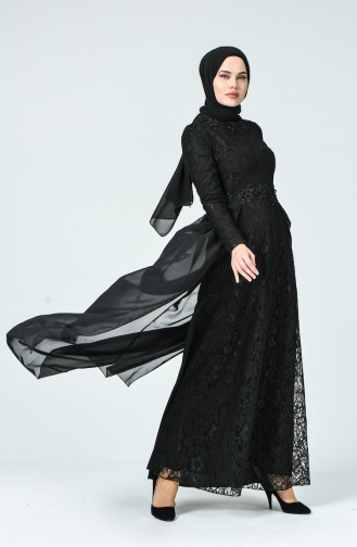 Schwarz Hijab-Abendkleider 5213-01