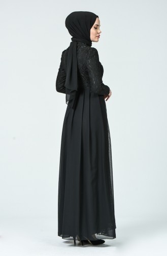 Black Hijab Evening Dress 5213-01