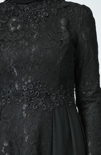 Robe de Soirée à Dentelle  5213-01 Noir 5213-01