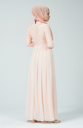 Lace Overlay Evening Dress Salmon 5213-02
