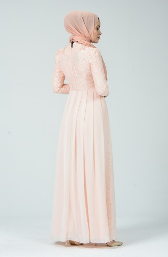 Salmon Hijab Evening Dress 5213-02