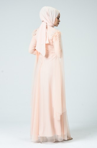 Salmon Hijab Evening Dress 5234-04