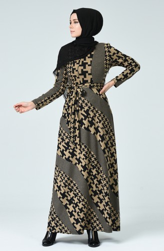 Beige Hijab Dress 2033-02