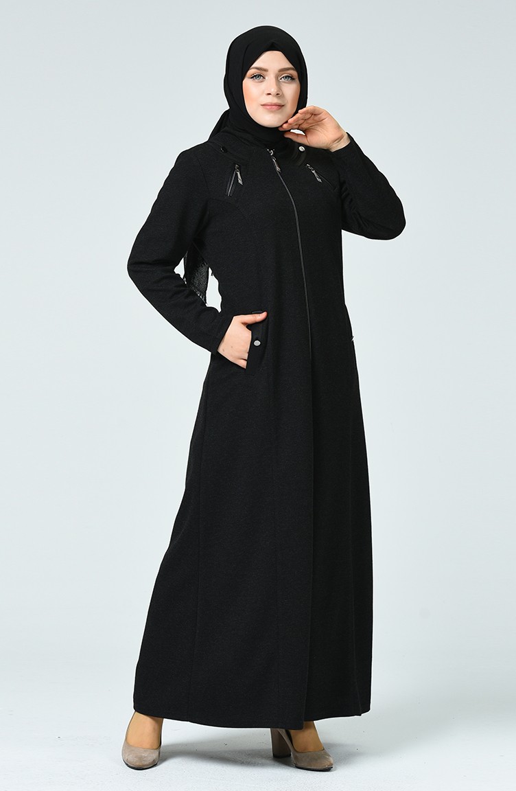 Abaya Hivernal Fermeture Grande Taille 0226 01 Noir 0226 Abaya Hivernal Fermeture Grande Taille 0226 01 Noir 0226